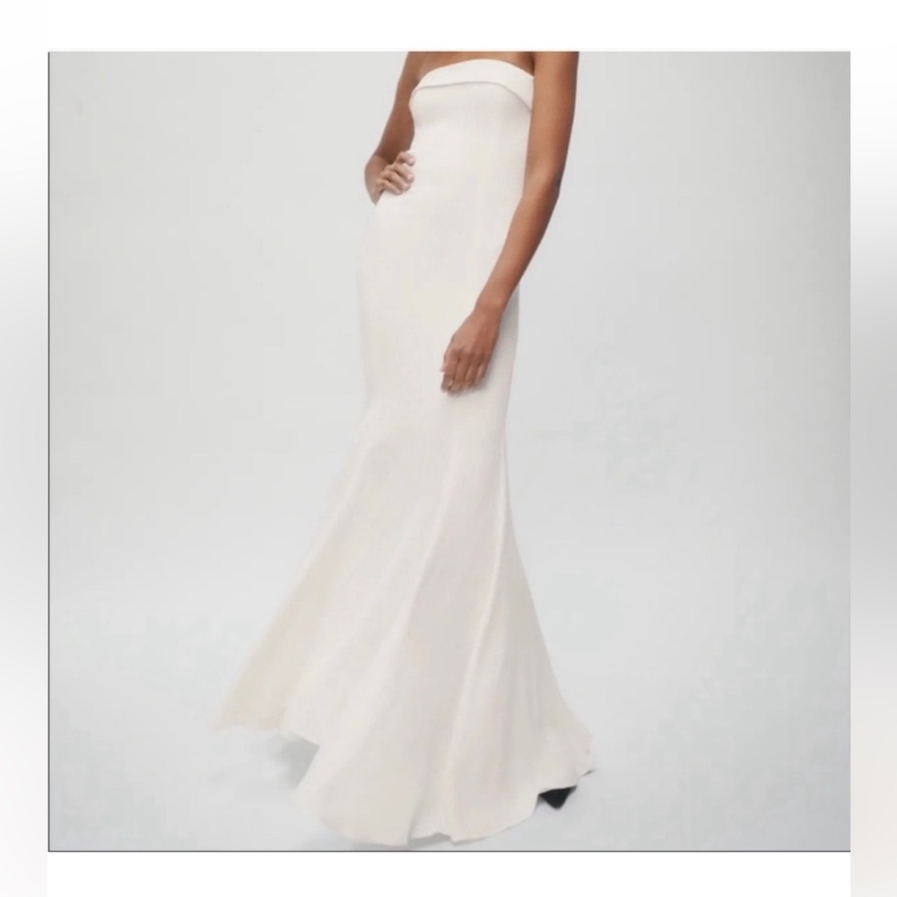 Reformation White Strapless Crepe White Gown